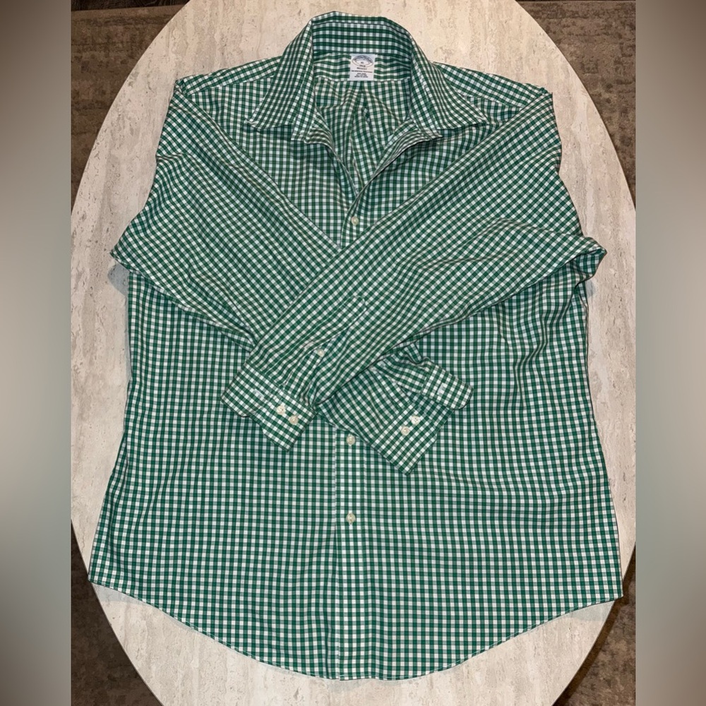 Brooks Brothers Green Plaid Men's Shirt